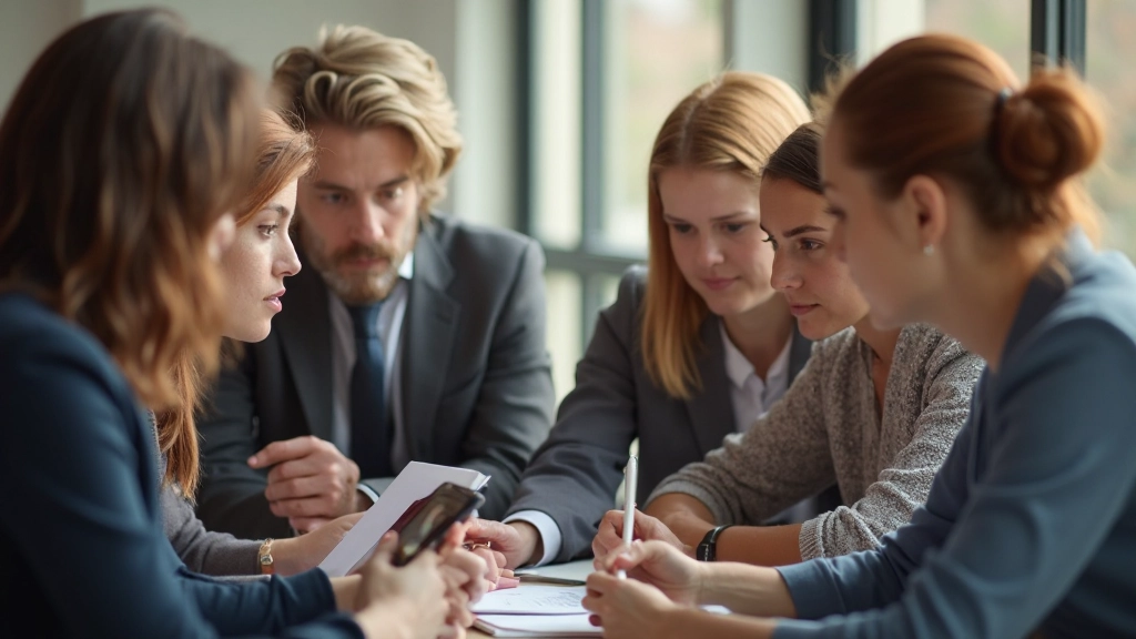 Diverse groep volwassenen in werkplaats samen leren en discussiëren, moderne trainingsruimte, warm licht, onscherpe achtergrond, GEEN tekst, GEEN watermerken